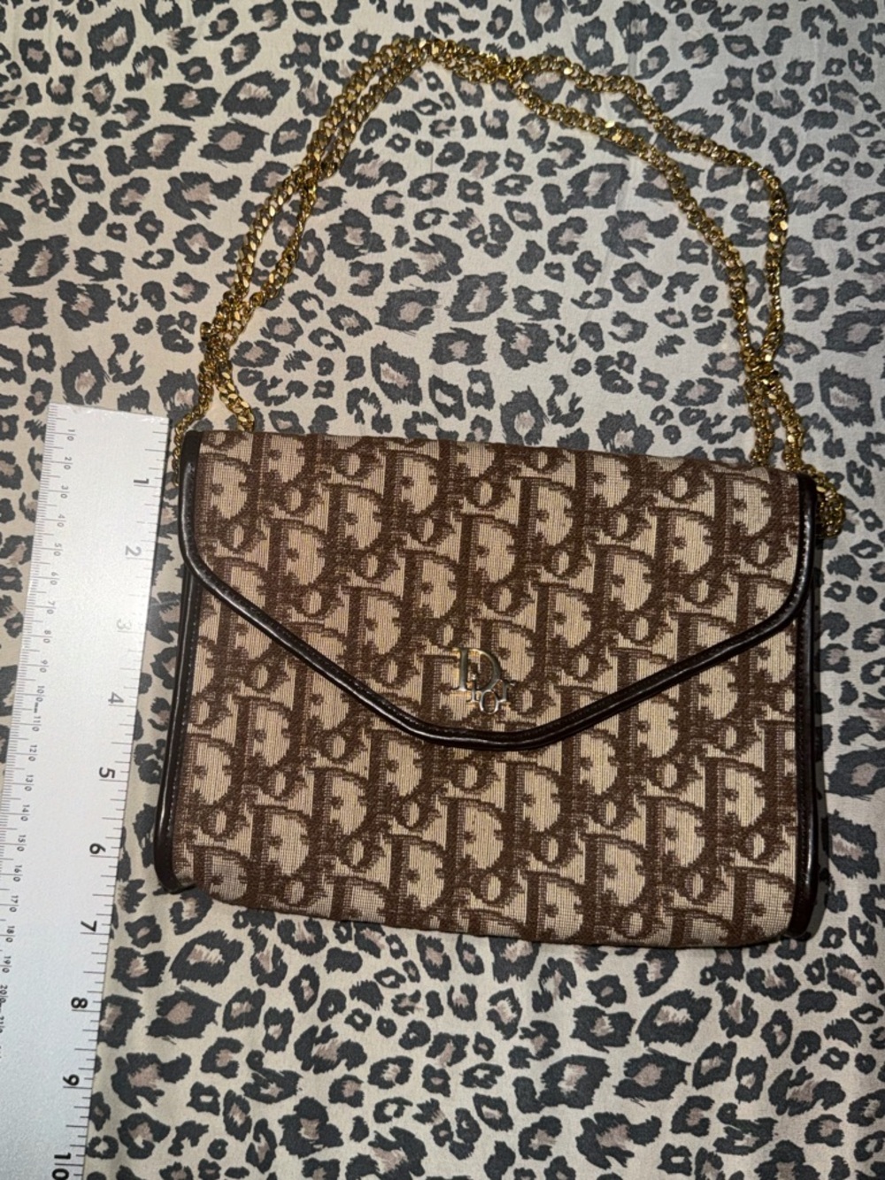 Vintage Christian Dior Brown Oblique Trotter Chain Flap Bag / Clutch 🤎